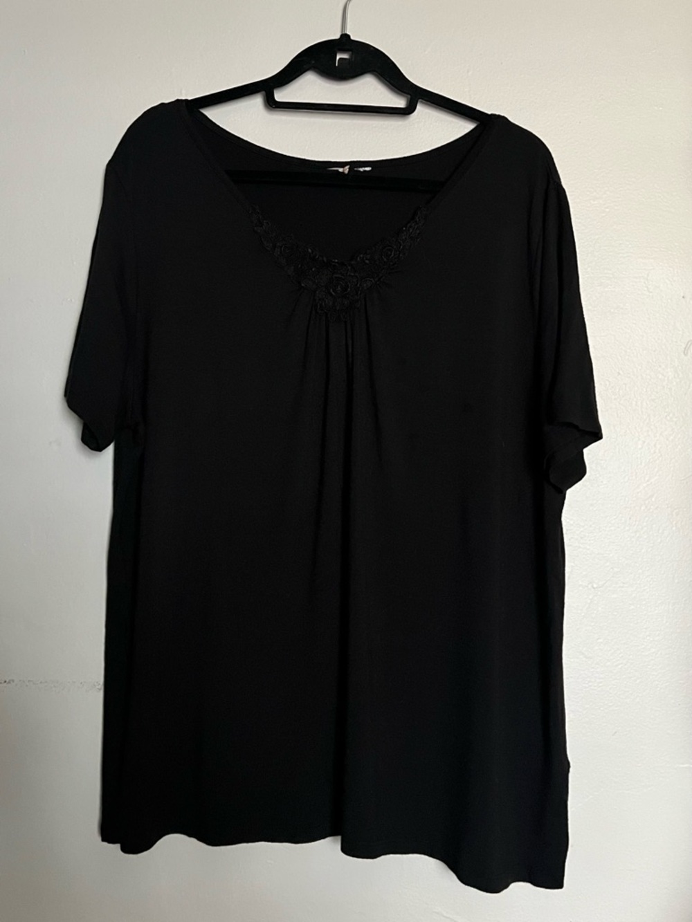 Black Tunic Top Women’s XL Short Sleeve Flowy Casual Blouse Basic Lightweight